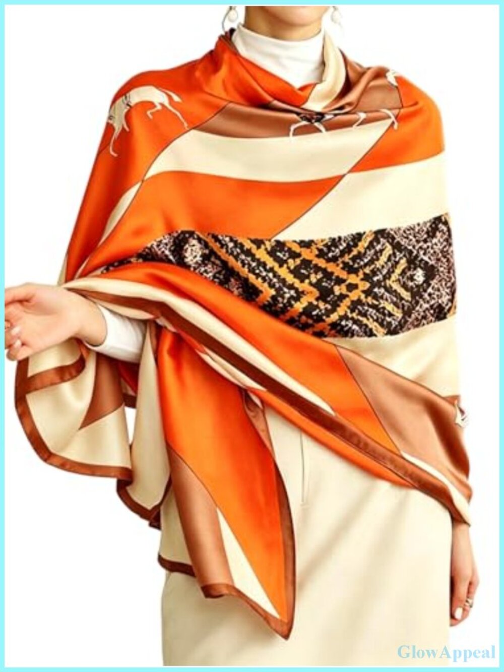 Women's Large Silk Scarf Shawl Wrap Lightweight Travel Neck Scarf Versatile